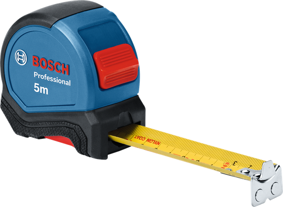 Bosch 5-metrski merilni trak z rumenim rezilom.